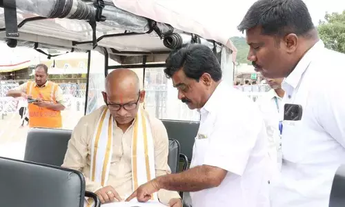 TTD Additional EO Ch Venkaiah Chowdhary inspecting four Mada galleries in Tirumala on Sunday