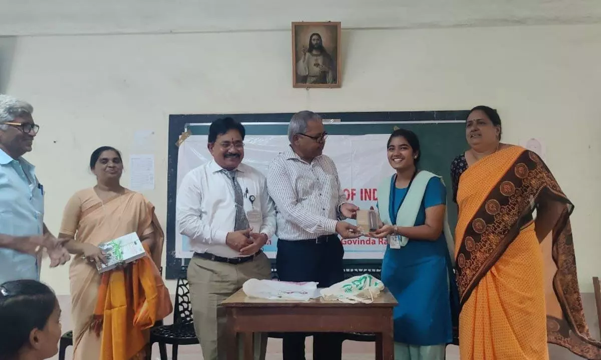 Students were given prizes at a programme held in Visakhapatnam