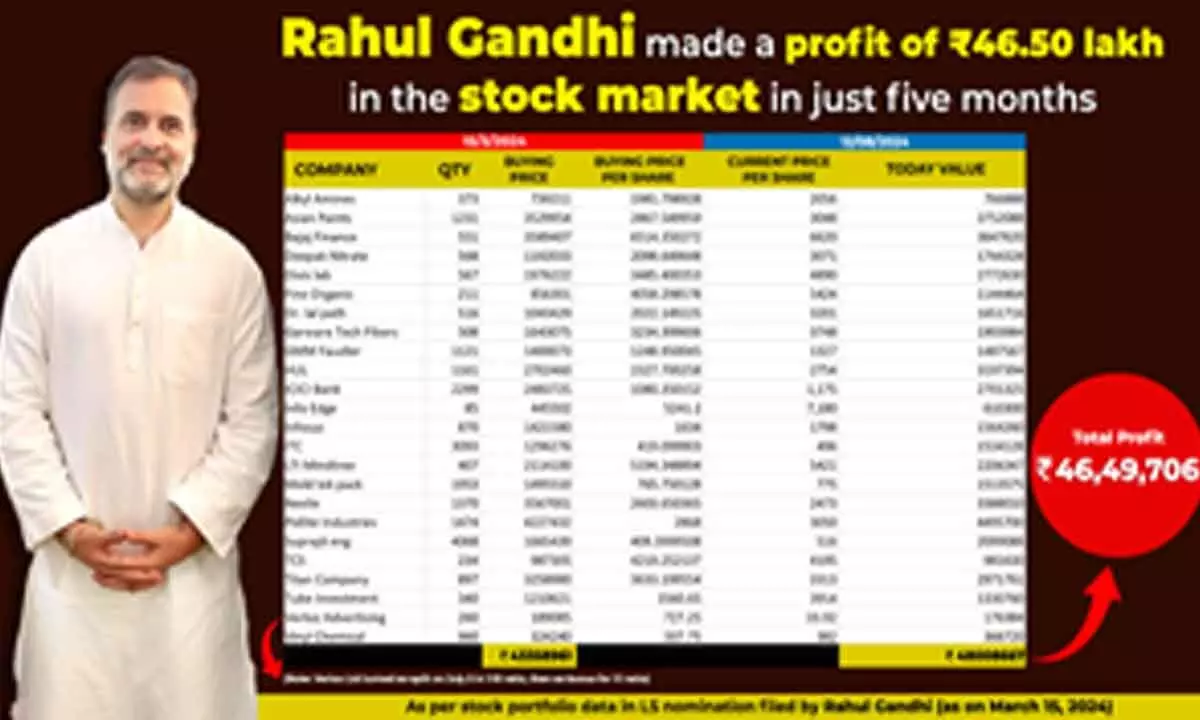 Rahul Gandhi made Rs 46.5 lakh profit in just 5 months amid stock market boom in Modi 3.0