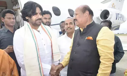 P C Rayalu meets Pawan