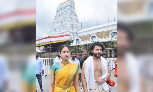 Bollywood actress Janhvi at Tirumala on Tuesday