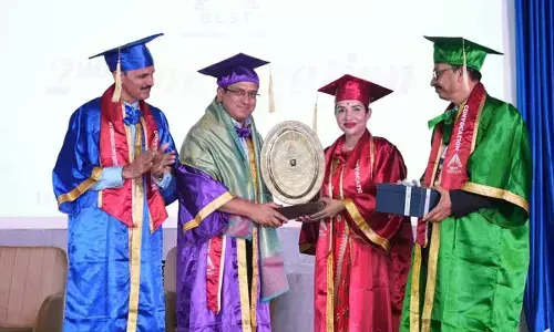 Shaurya Doval, Fellow of WAAS and MD of Torch Investments, felicitating a student at the second convocation of BESTIU