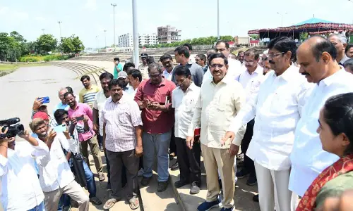 Minister Anam Ramanarayana Reddy, P Narayana and Kolusu Parthasarathy visit Pavitra Sangamam at Ferry in NTR district on Tuesday