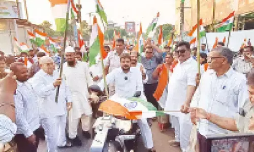 MLA Md Nazeer Ahmed participating in the bike rally in Guntur on Tuesday