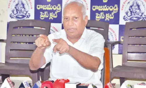 Former Union minister Chinta Mohan speaking at a media conference