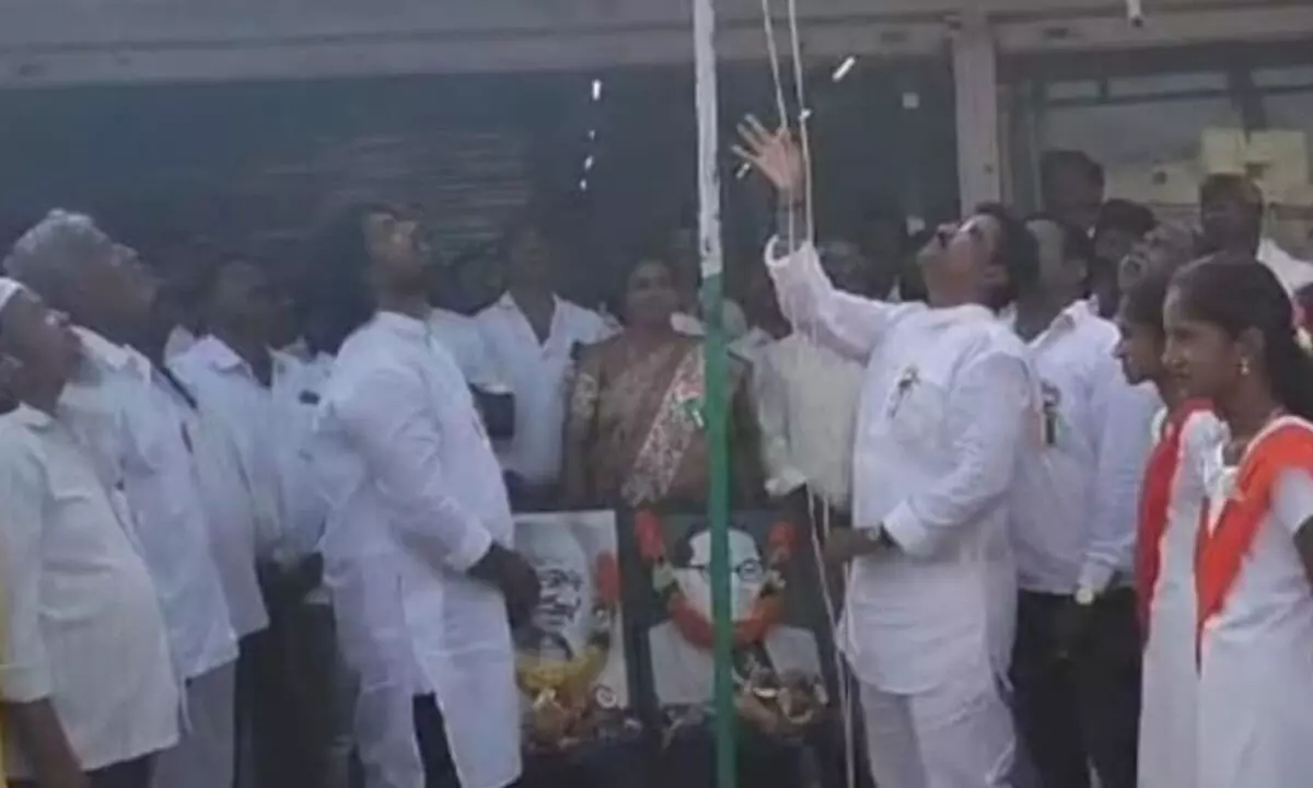 Aija Town Congress President C. Madhu Kumar Hoists National Flag on 78th Independence Day