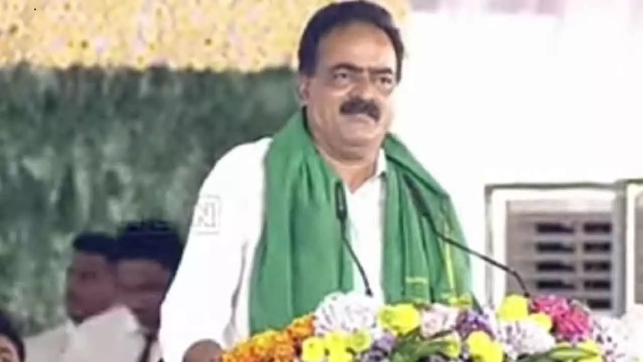 State Warehousing Corporation Chairman Rayala Nageswara Rao speaking at a public meeting at Wyra in Khammam district on Thursday