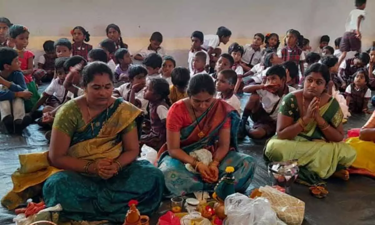 Grand Celebration of Varalakshmi Vratam at Saraswati Shishu Mandir School