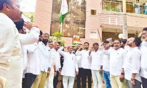 City MLA Arani Srinivasulu salutes the national flag in Tirupati on Thursday