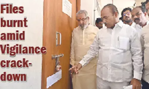 Tirupati MLA Arani Srinivasulu at the DE’s chamber on Sunday