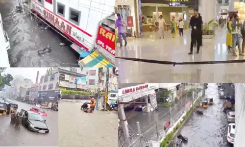 Heavy rains lash Hyd’bad, RGIA terminal roof leaks