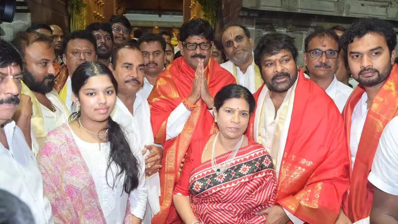 Megastar Chiranjeevi offers prayers to Lord Venkateswara.