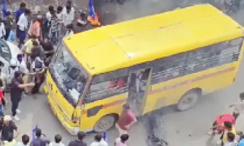 Bharat Bandh: Mob tries to burn school bus with children on board