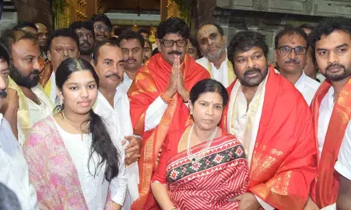 Megastar Chiranjeevi offers prayers to Lord Venkateswara.