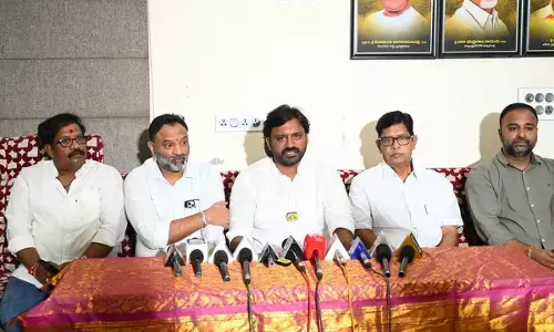 MLA Adireddy Srinivas addressing media in Rajamahendravaram on Thursday