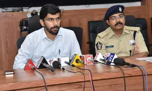 District Collector O Anand along with SP Krishnakanth addressing the media in Nellore on Thursday