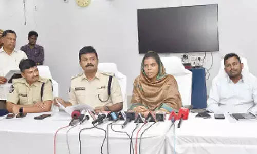Collector A Thameem Ansariya explaining arrangements for free sand supply in the district at the Collectorate in Ongole on Thursday