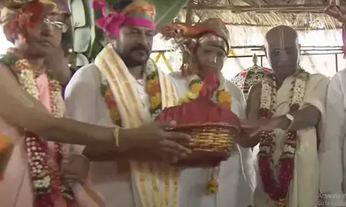 CM Revanth Reddy at Anantha Shesha Sthapana Ceremony in Kokapet