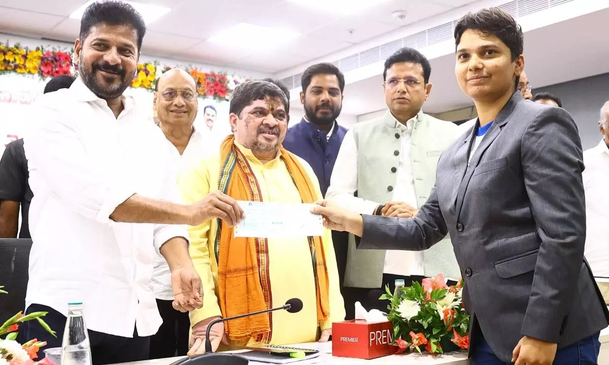 CM Revanth Reddy participating in Rajiv Gandhi Civils Abhaya Hastham event at the Secretariat on Monday