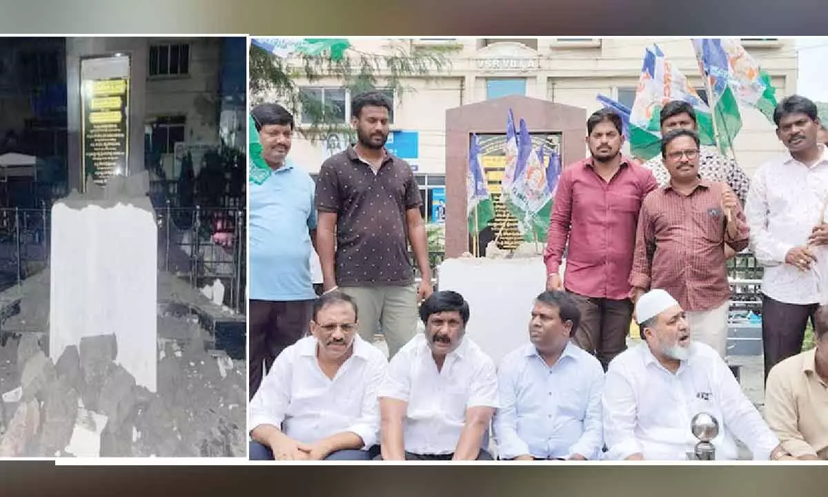 YSRCP leaders protest as YSR’s statue gets removed