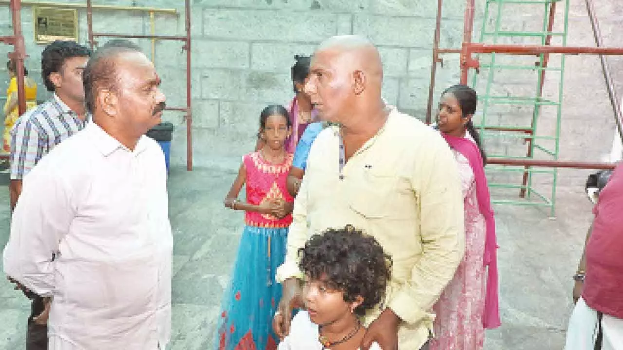 TTD EO J Syamala Rao interacting with a devotee at Tiruchanoor Ammavari temple on Thursday