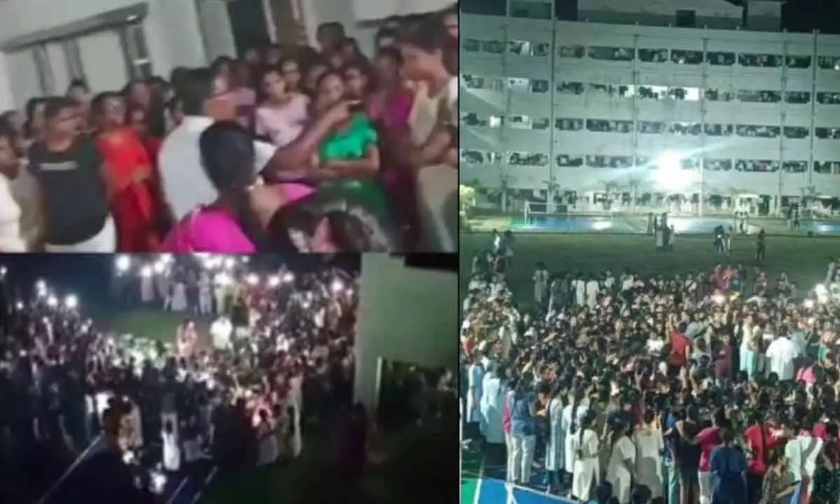 Protest at Gudlavalleru Engineering college over alleged hidden cameras in girls hostel, CM Naidu orders probe