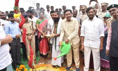 MA&UD Minister Ponguru Narayana planting a sapling at Kothuru village as part of Vana  Mahotsavam on Friday