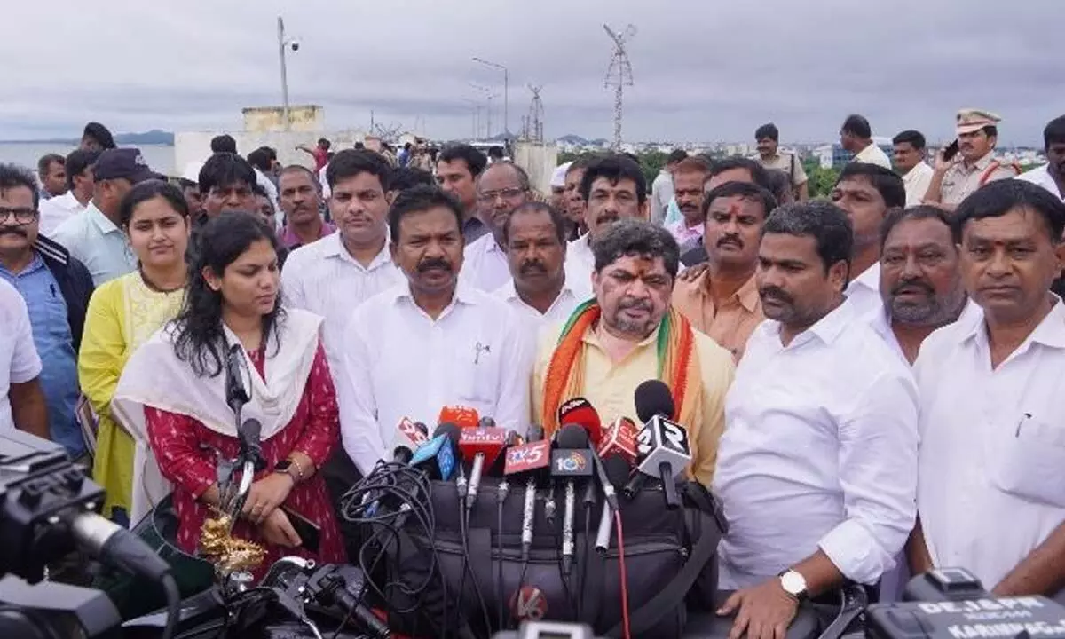 Minister Ponnam Prabhakar speaking to the media in  Karimnagar on Sunday