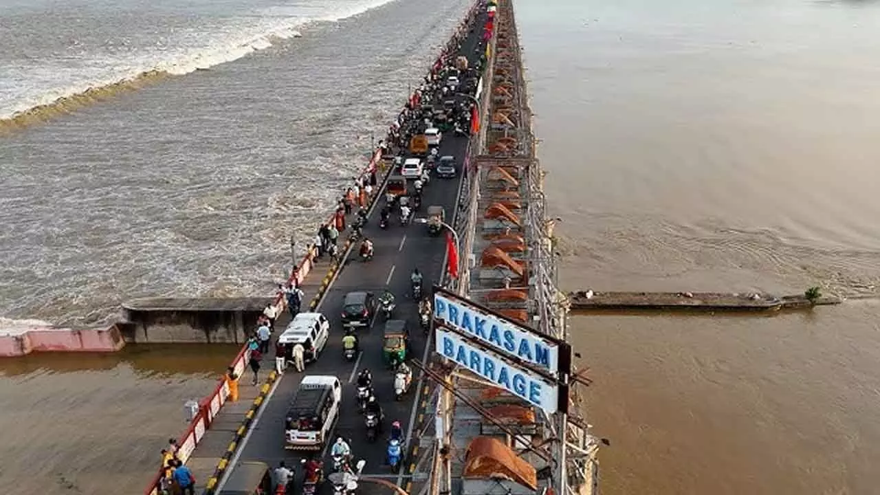 Floods in Andhra Pradesh: Inflow to Prakasam Barrage Reduces After Record Flood Levels