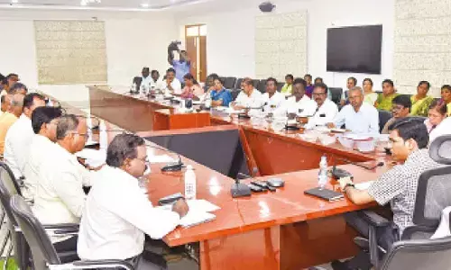 District Collector Dr S Venkateswar speaking at a review meeting on the midday meal scheme in Tirupati on Tuesday