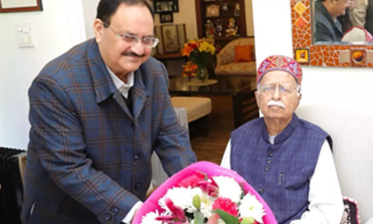 BJP chief Nadda goes to L. K. Advanis house to renew his BJP membership