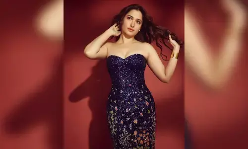 Tamannaah dazzles in a blue sequined gown