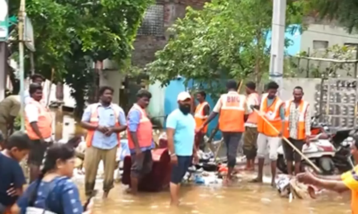 Minister Narayana visits flood-affected areas, says planning for permanent solution for Budameru