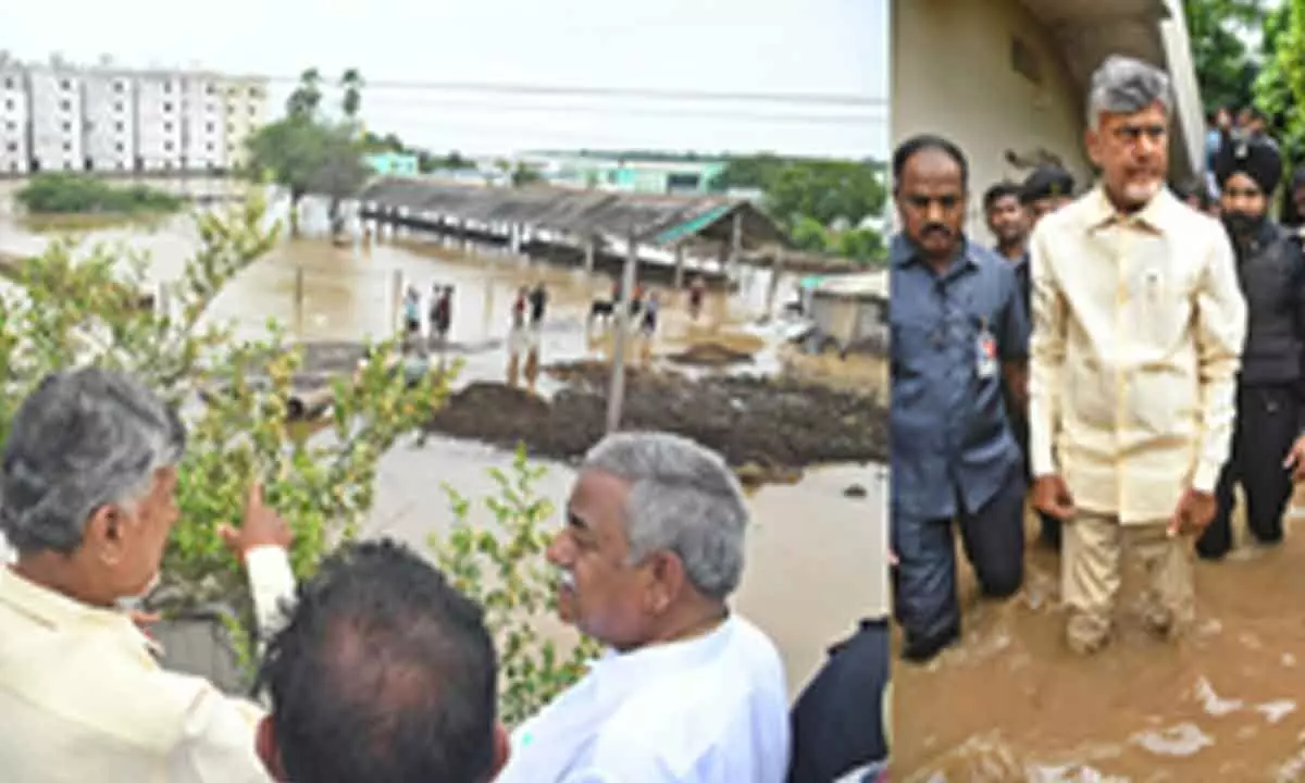 Chandrababu reviews on floods, directs to complete relief operations by evening