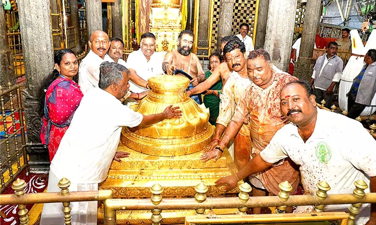 Koil Alwar Tirumanjan held at Tiruchanur temple