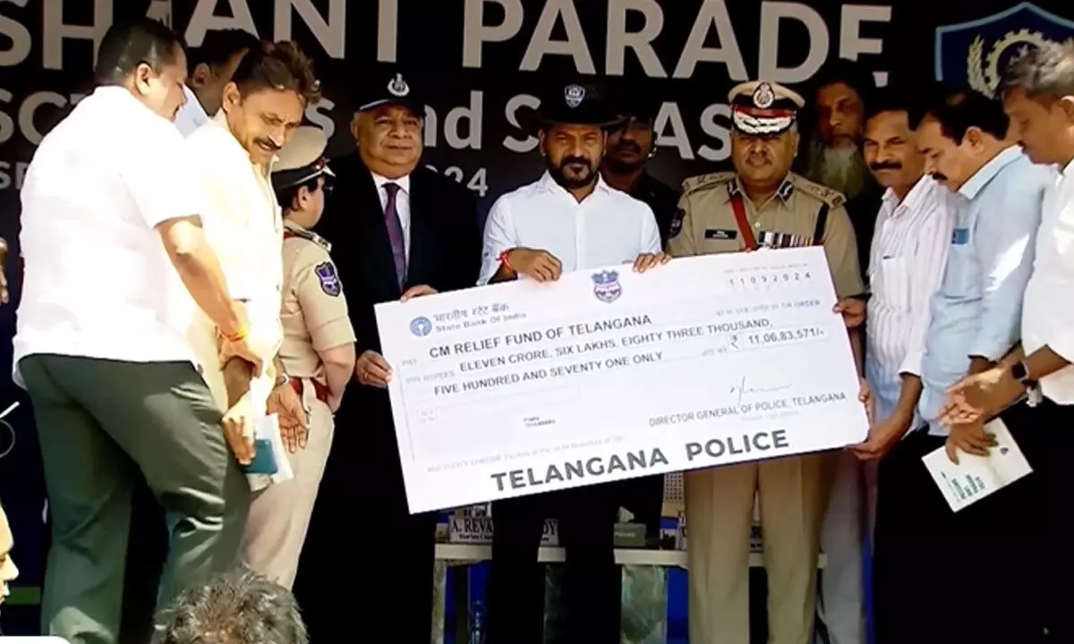 Telangana Police Donates Rs 11,06,83,571 to CM Relief Fund for Flood Victims