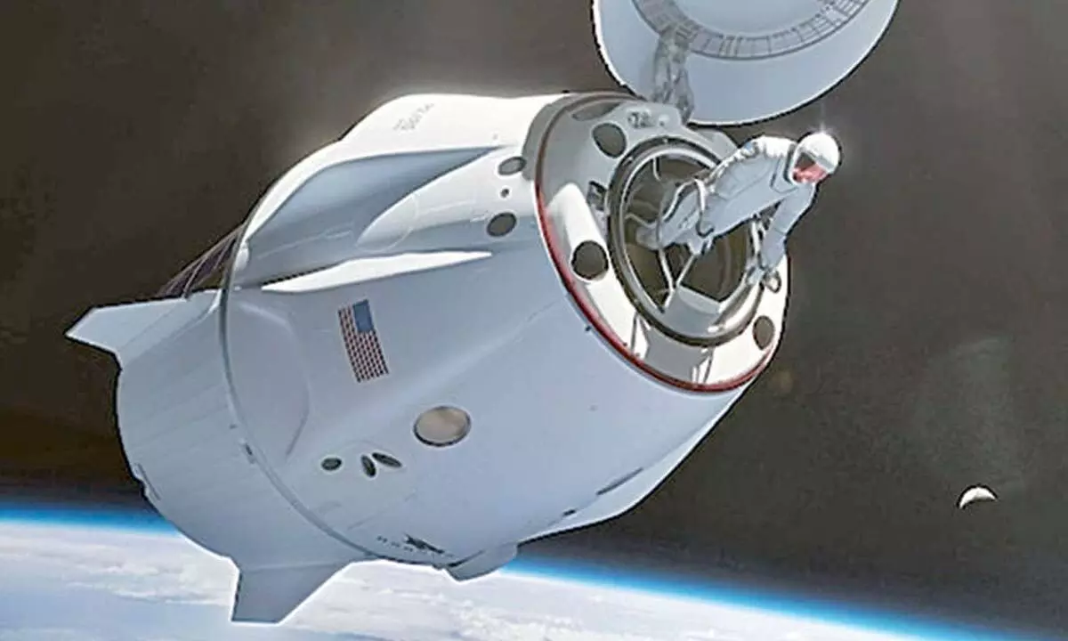 Billionaire steps out of SpaceX capsule for first private spacewalk