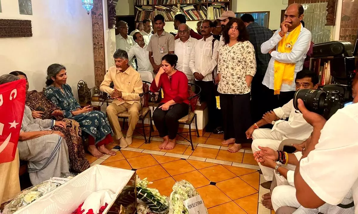 TDP Chief Chandrababu Naidu Pays Tribute to Sitaram Yechury