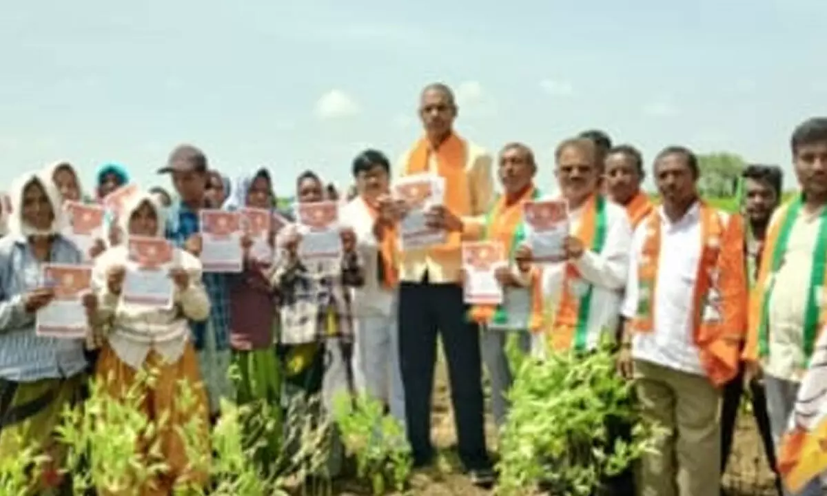 BJP Leaders Walk in to the Fields in Gadwal District’s Manapadu Mandal