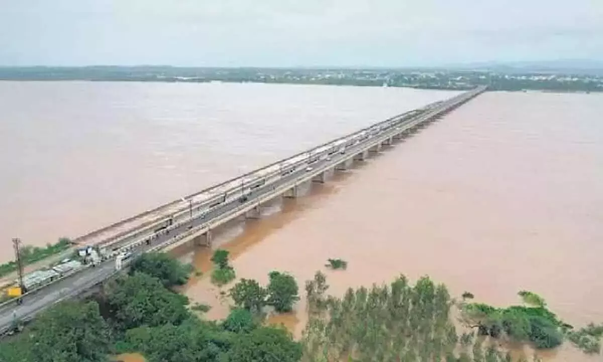 Godavari River Flood recedes at Dowleswaram and Polavaram