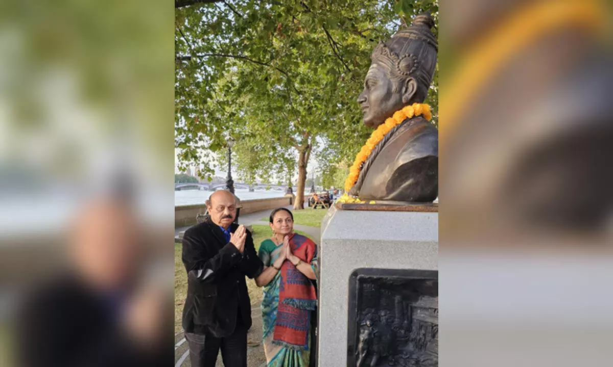 Bommai pays homage to Basaveshwara statue in London