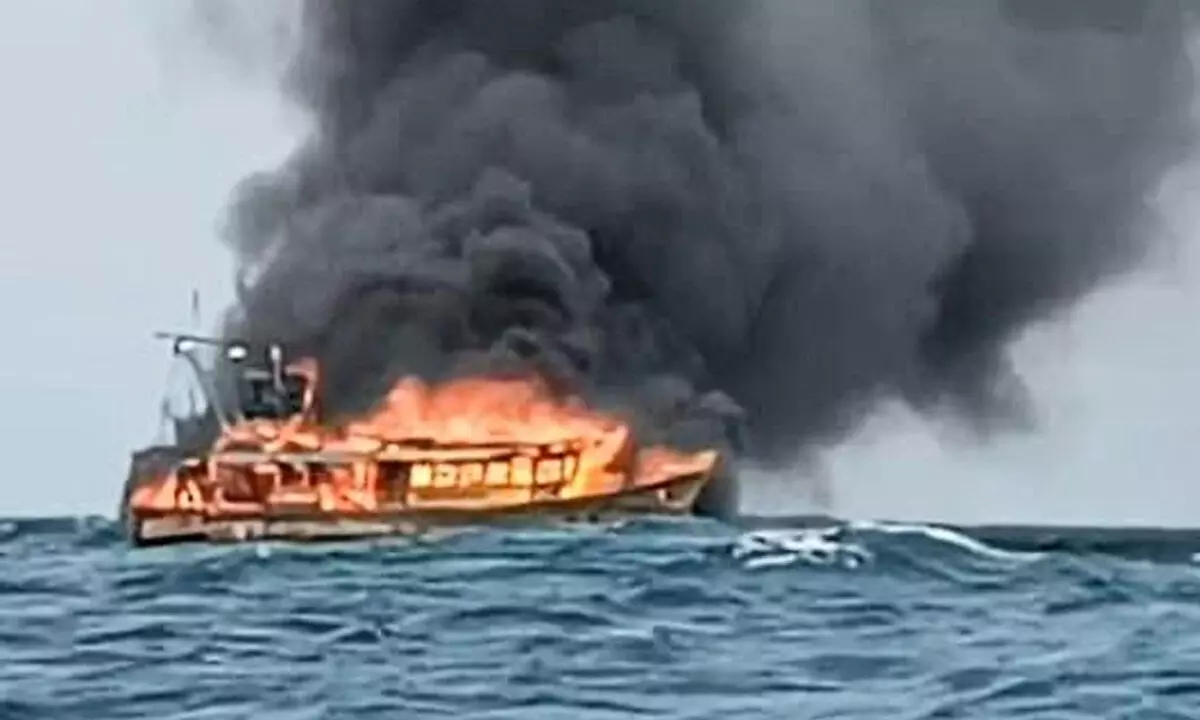 Fishing boat went up in flames when fishermen went hunting