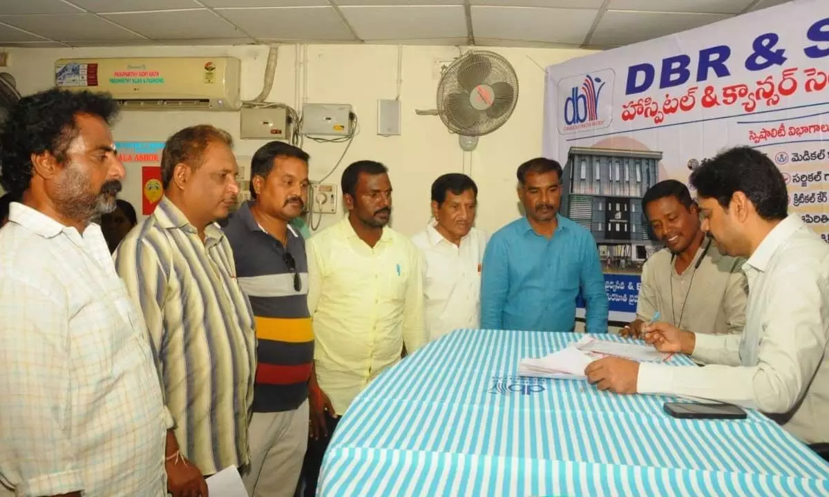 DBR & SK Hospital doctors conducting free medical camp for journalists at Press Club in Tirupati  on Sunday