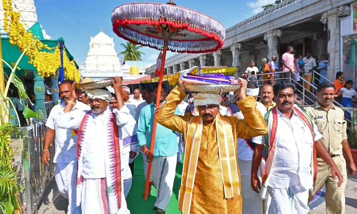 AP High Court Judge Mallikarjuna Rao along with his family in Tirumala on Sunday