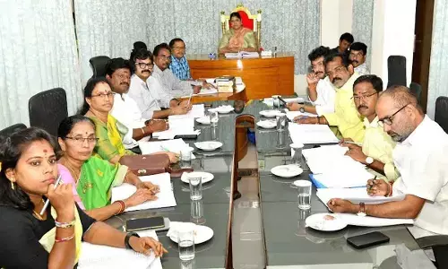 Greater Visakhapatnam Municipal Corporation standing committee discussing agenda points at the meeting held in Visakhapatnam on Tuesday