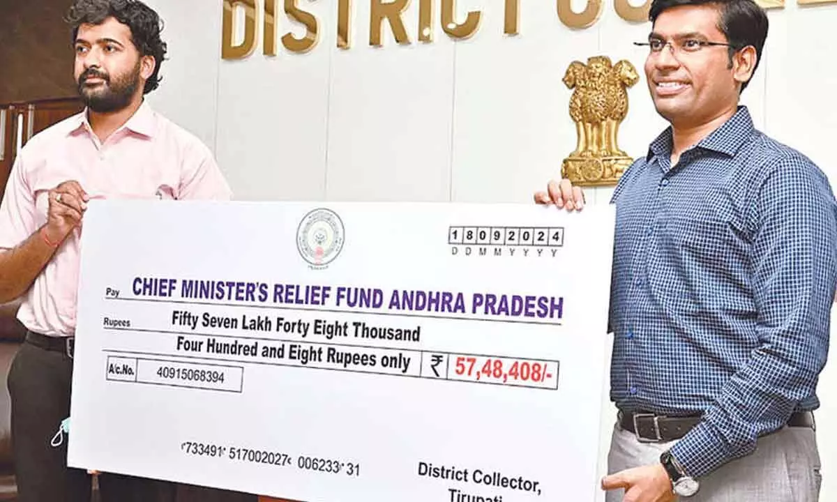 Tirupati dist contributes ₹57.48L to CMRF for flood victims