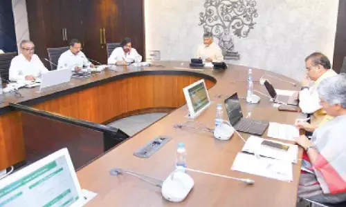 Chief Minister N Chandrababu Naidu and Deputy Chief Minister Pawan Kalyan review rural water supply at the Secretariat on Thursday