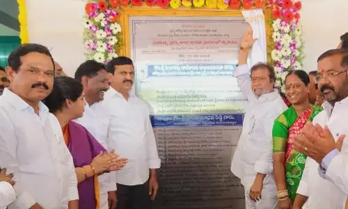 Ministers Damodara Raja Narasimha, Ponguleti Srinivas Reddy and Konda Surekha at the inauguration of the Government Hospital and Medical College in Narsampet on Thursday