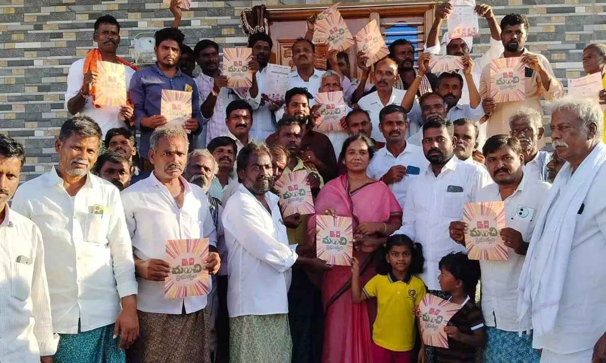 MLA Paritala Sunitha with people at Kanaganipalle village on Friday