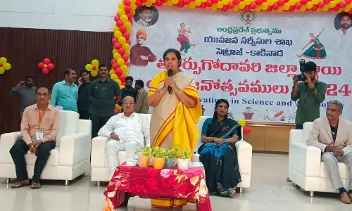 BJP State president and Rajahmundry MP Daggubati Purandeswari speaking at the Youth Festival-2024 at Adi Kavi Nannaya University on Friday